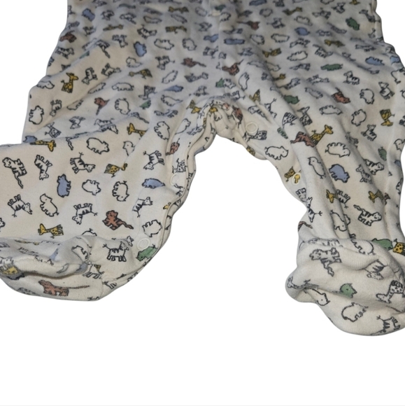 Vintage Miniwear Footed Pjs Jammies All Over Zoo Animals Snaps Baby 6/9M - Picture 2 of 5